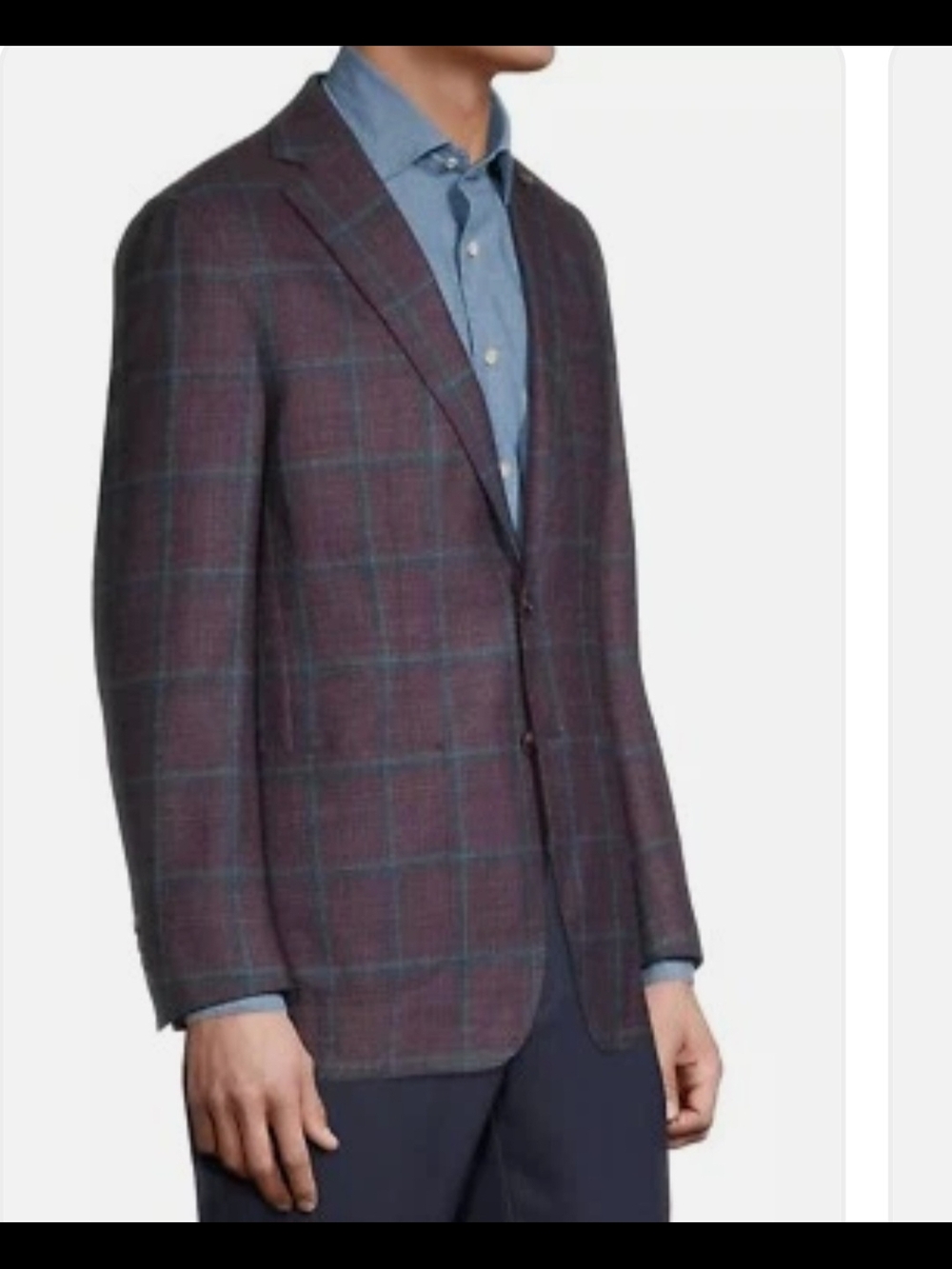Peter Millar Burgundy Windowpane Sport Coat with Blue Check